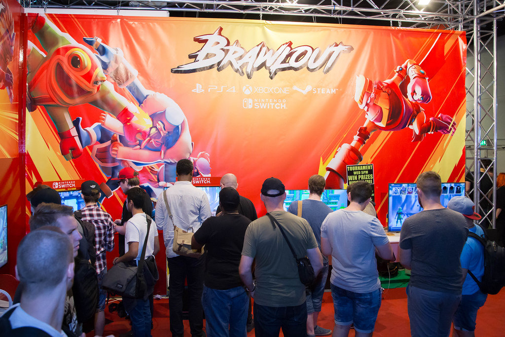 Plakat von Brawlout bei der Gamescom 2017