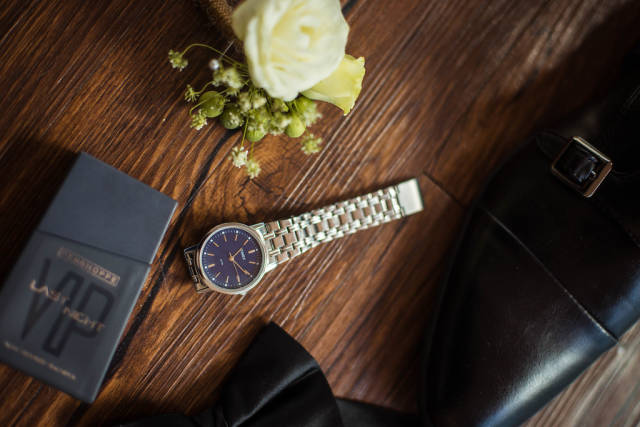 Close up shot of groom details