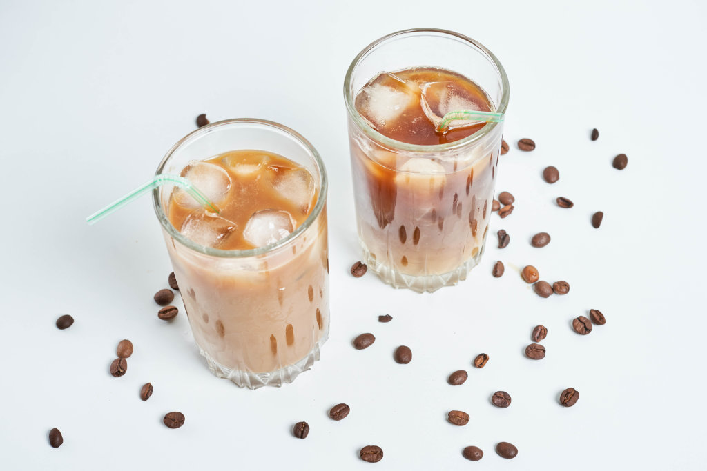 Glasses of iced coffee latte