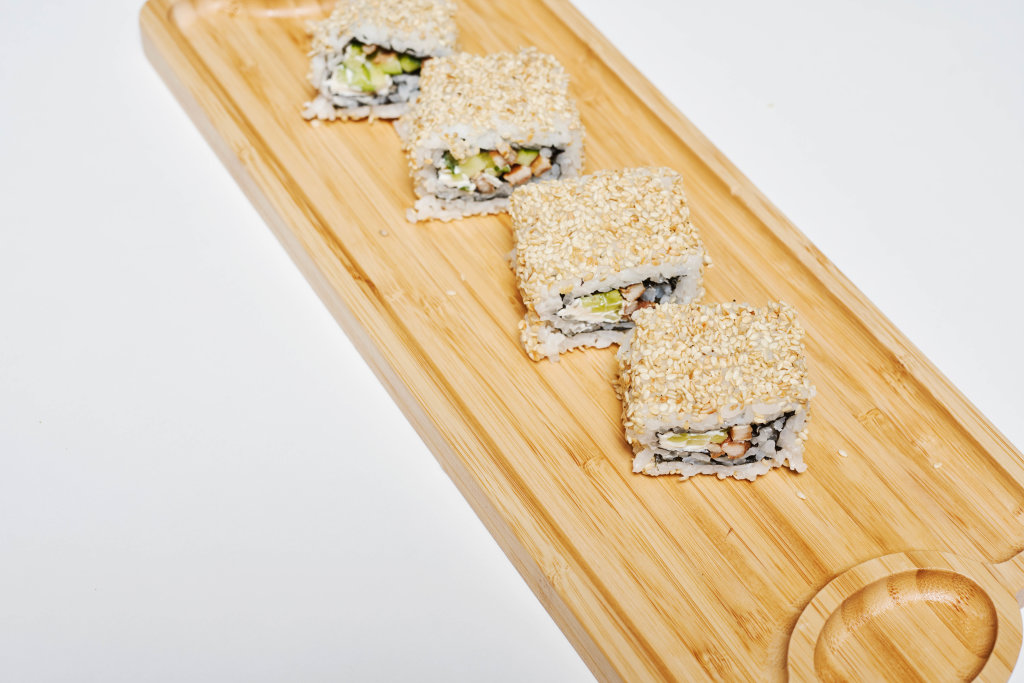 Sushi Set - rolls on a wooden plate