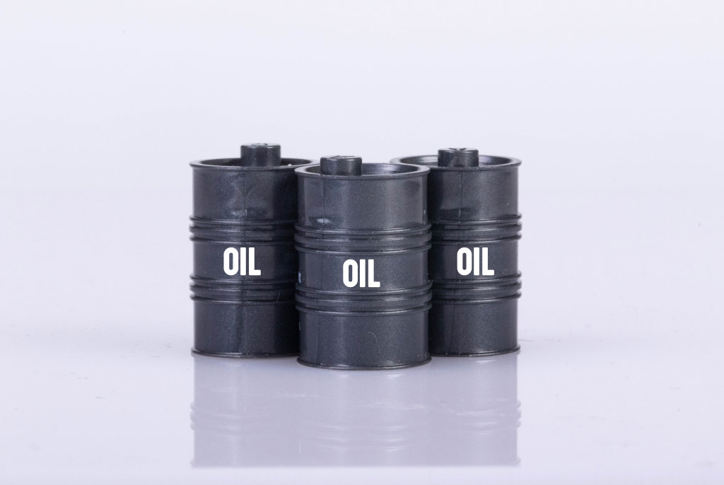 Oil barrels on white background