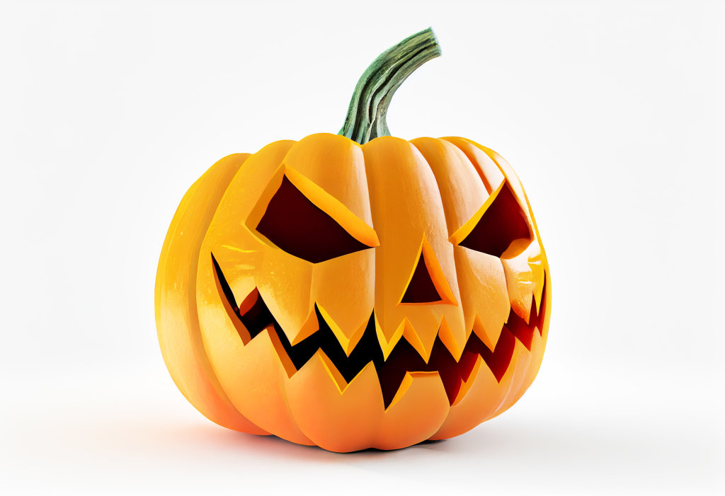 Halloween Kürbis vor weißem Hintergrund