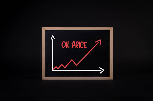 Graph of oil price on a blackboard