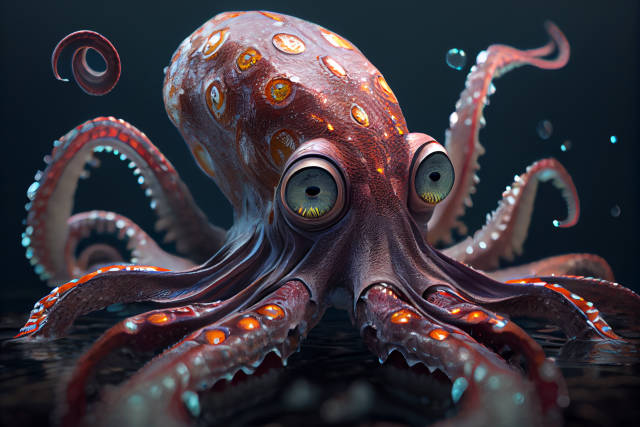 Oktopus vor schwarzem Hintergrund