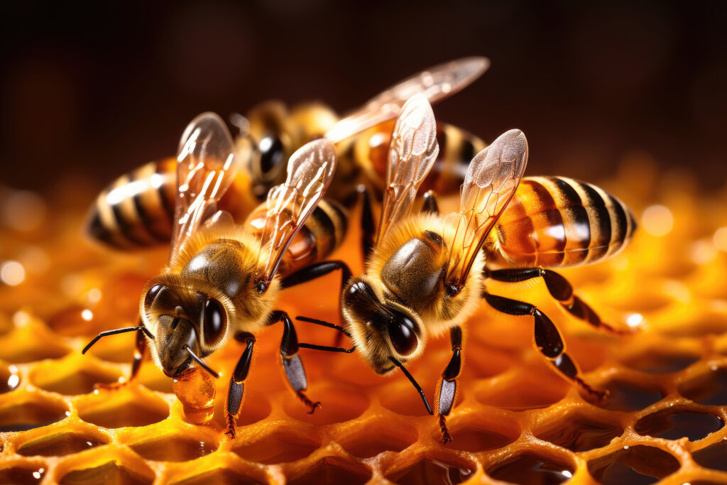 Bienen auf Wabe