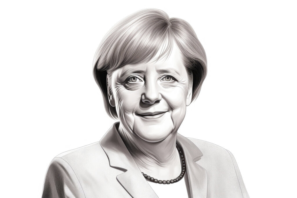 schwarz/weiß Portrait Merkel