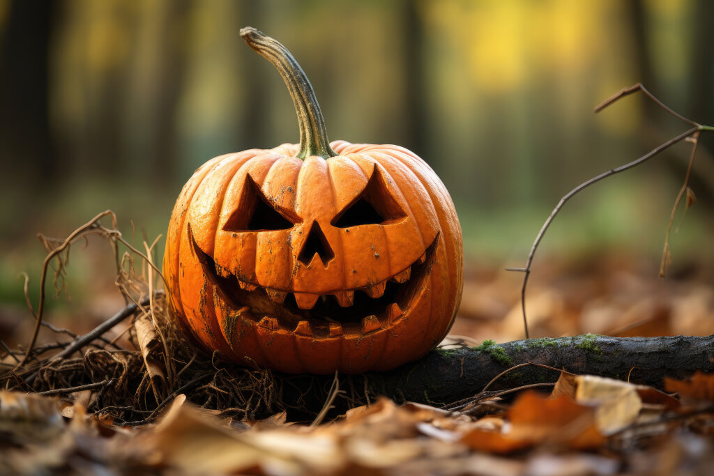 Halloweenkürbis im Wald