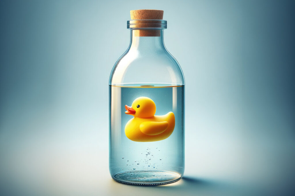 Qietscheente in Flasche