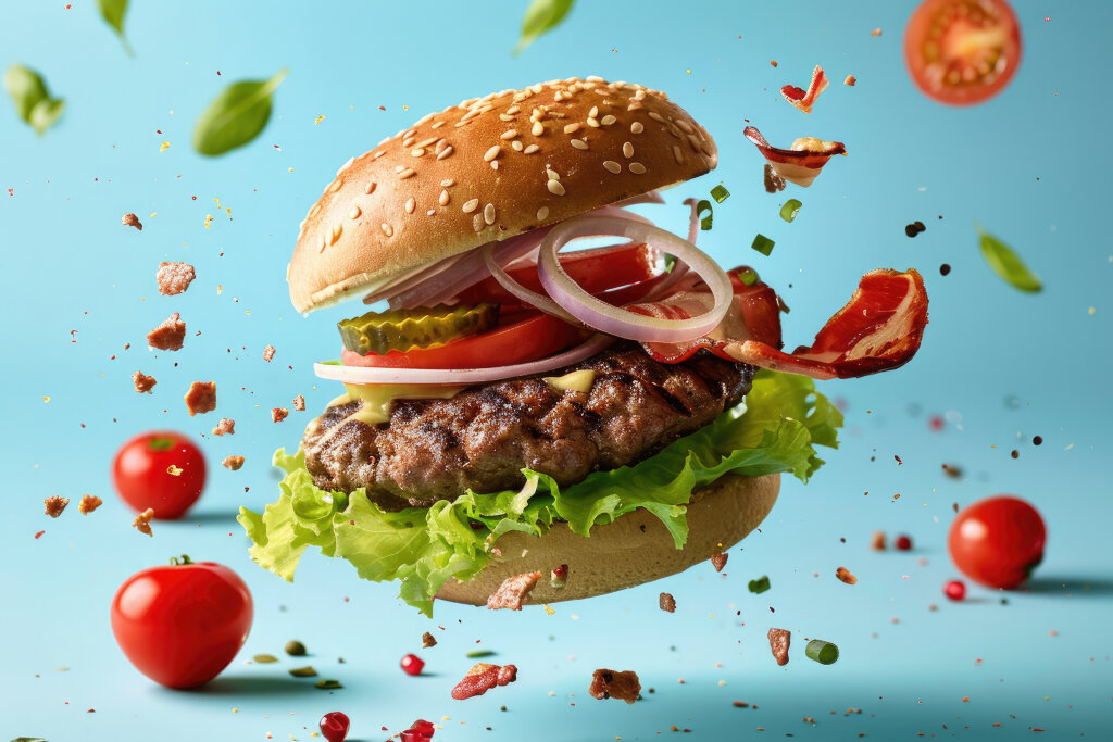Burger auf blauen Hintergrund