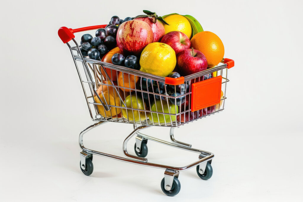 Einkaufswagen mit frischen Obst