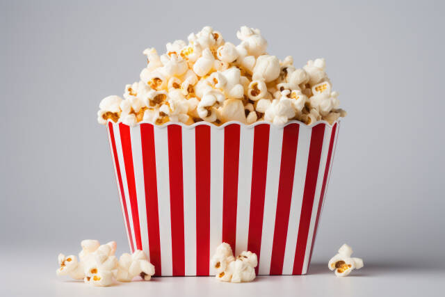 Popcorn vor weißen Hintergrund