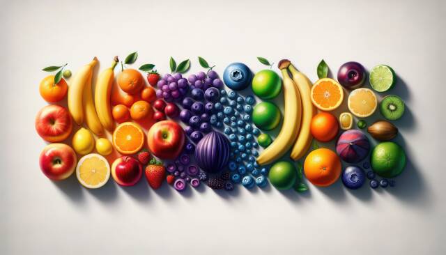 Obst in Regenbogenfarben