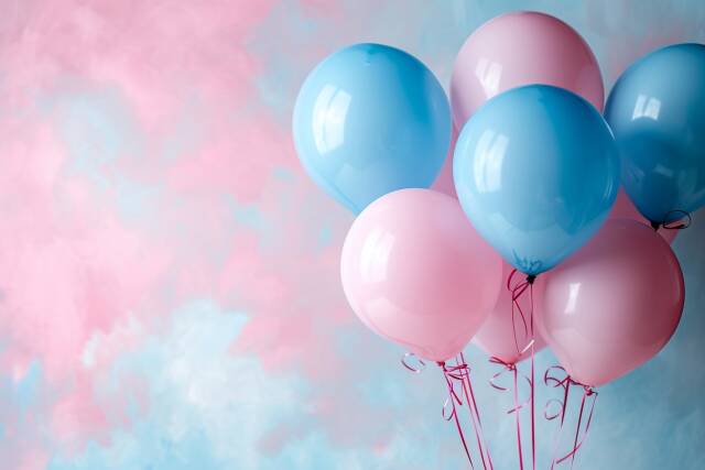 rosa und babyblaue Luftballons