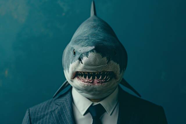 Haifischkopf mit Anzug