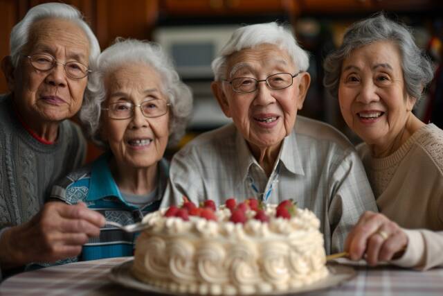 Rentner bei der Kuchenzeit