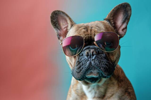 Französiche Bulldogge mit Sonnenbrille