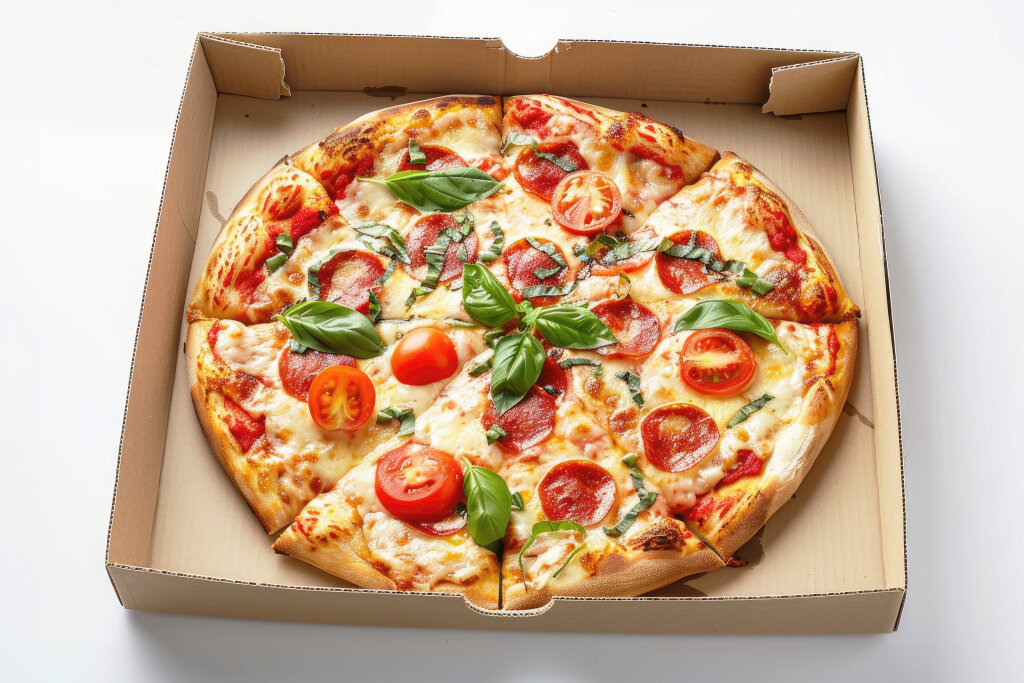 Salamipizza im Karton