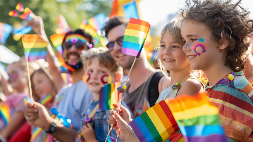 Familien feiern LGBTQ+ Pride Festival und CSD