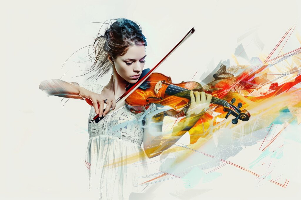 Frau spielt Geige - digital Art Design