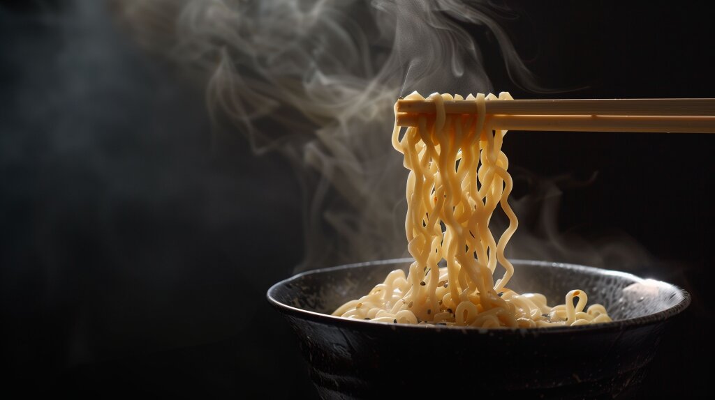Dampfende Ramen Nudeln in einer Schüssel – Köstlicher Genuss
