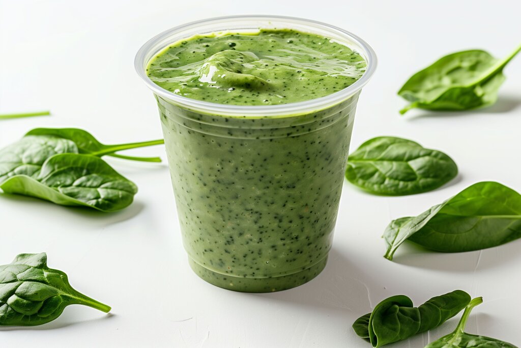 Grüner Smoothie im Becher, gesund und lecker