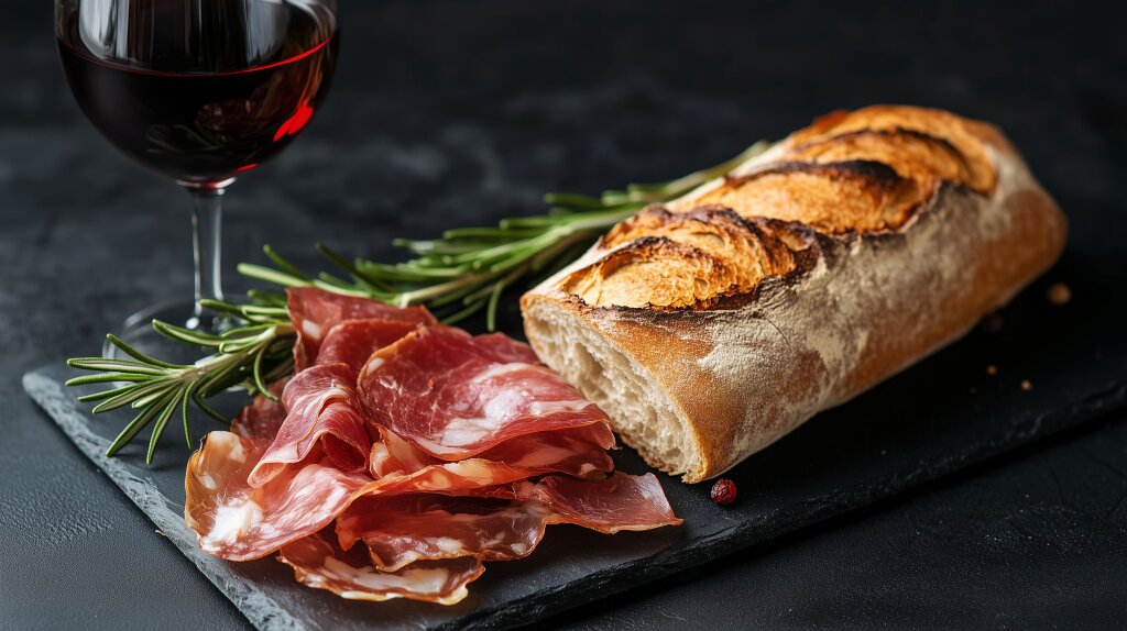 Ciabatta mit Prosciutto, Rosmarin und Rotwein
