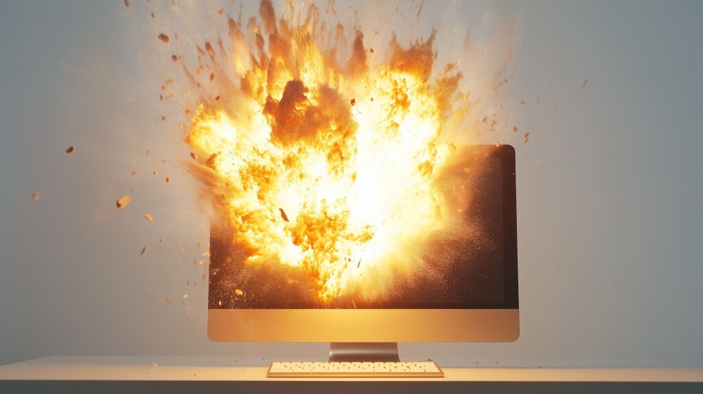 Explosion eines modernen Computers