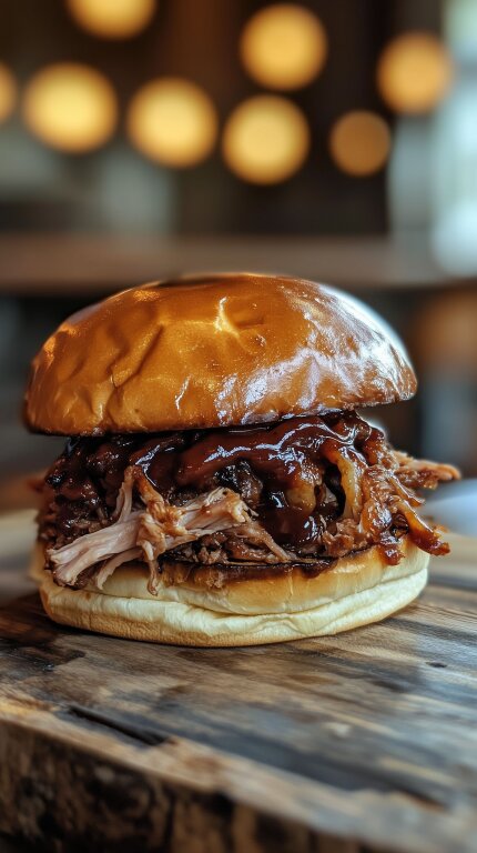 Pulled Pork Burger mit BBQ-Soße