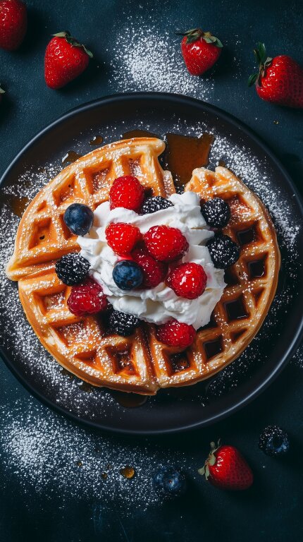 Waffeln mit Beeren und Sahne