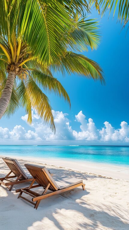 Traumhafter tropischer Strand mit kristallklarem Wasser