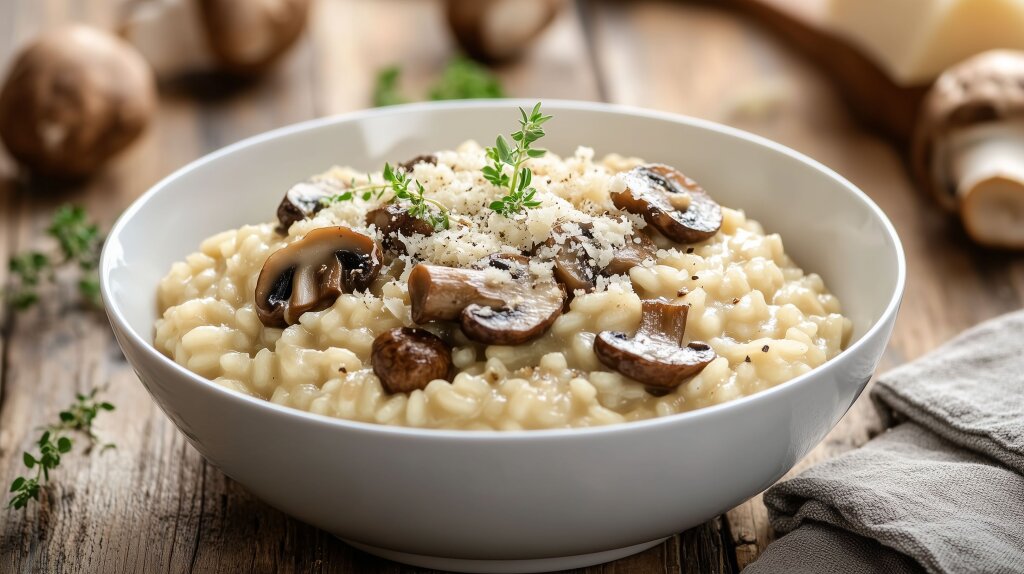 Sämiges Risotto mit frischen Pilzen und Parmesan