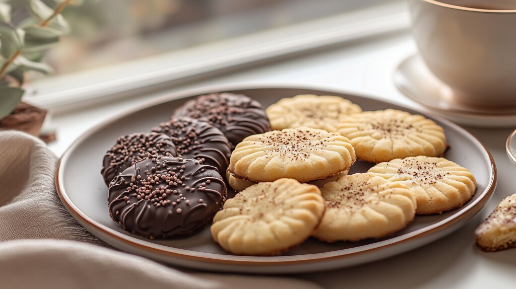 Frisch gebackene Shortbread-Kekse auf modernem Teller