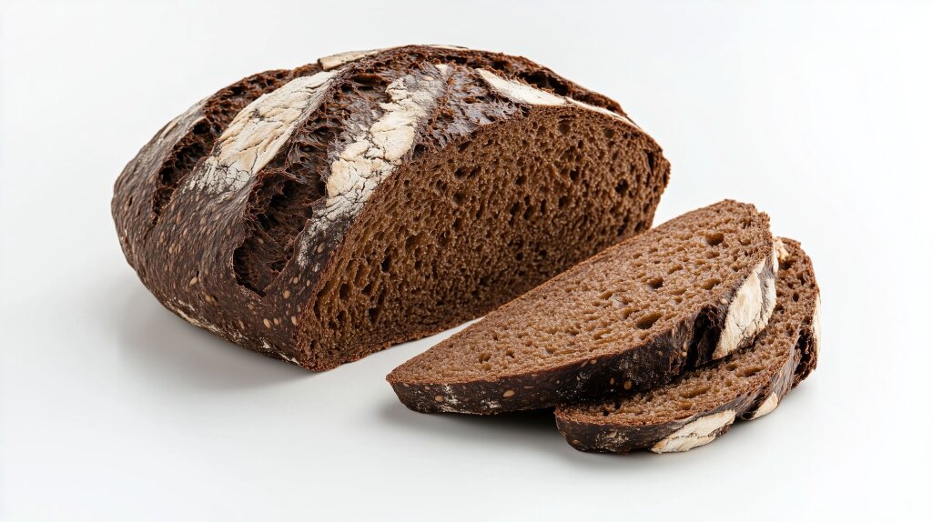 Frisch gebackenes Rheinisches Schwarzbrot mit rustikaler Kruste