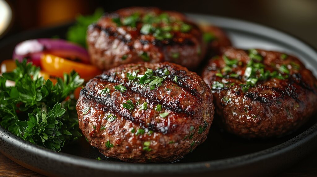 Perfekt gegrillte Bifteki-Patties mit Kräutern