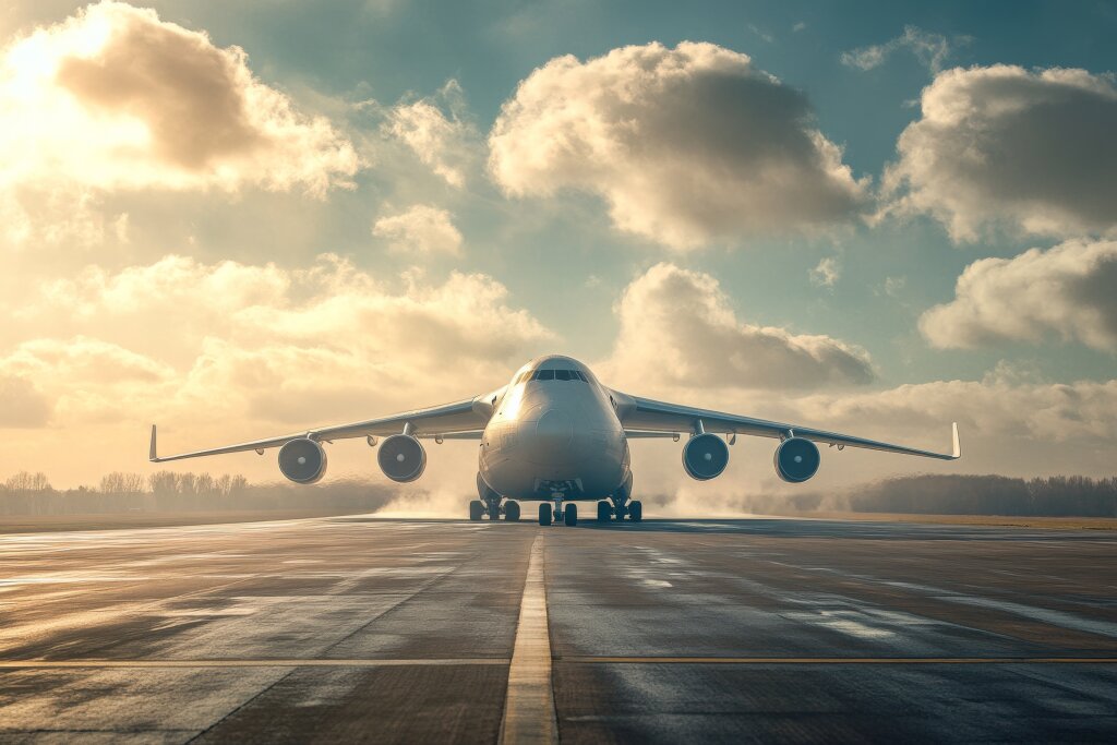 Frachtflugzeug auf der Rollbahn