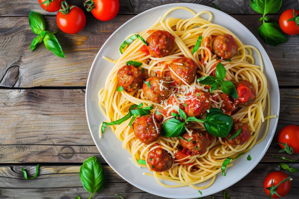 Spaghetti mit Fleischbällchen