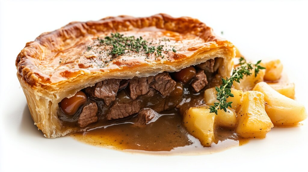 Englische Steak- und Nierenpastete mit Bratensoße