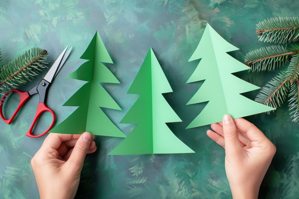 Weihnachtsbäume aus Papier basteln