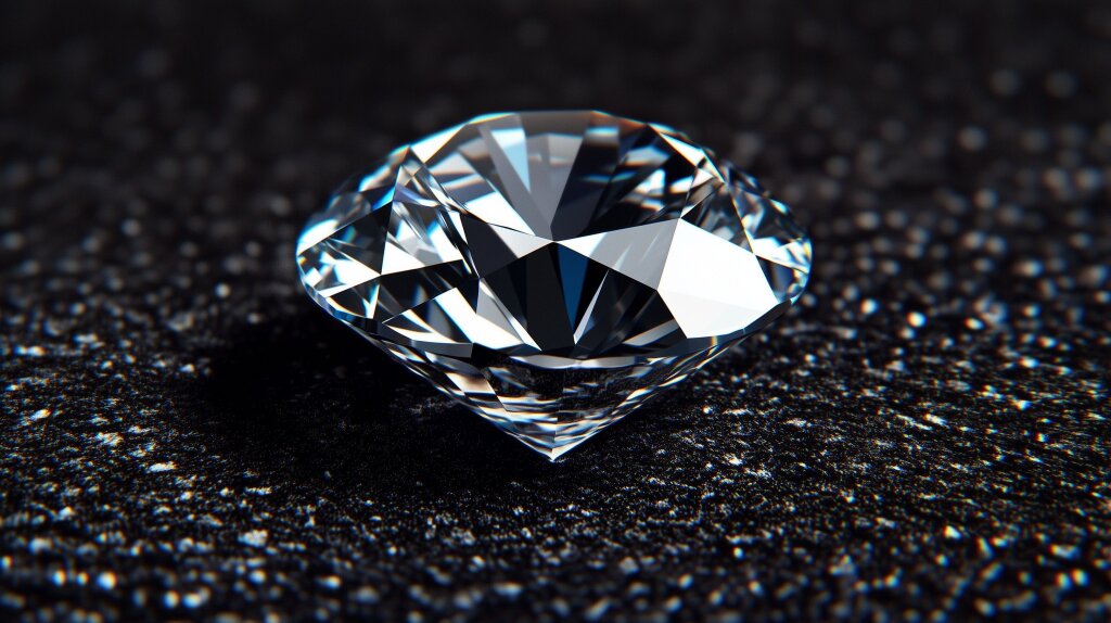Makellos geschliffener Diamant auf schwarzem Untergrund für Luxus und Eleganz