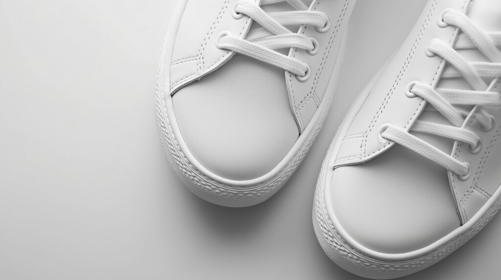 Weiße Sneaker auf weißem Hintergrund