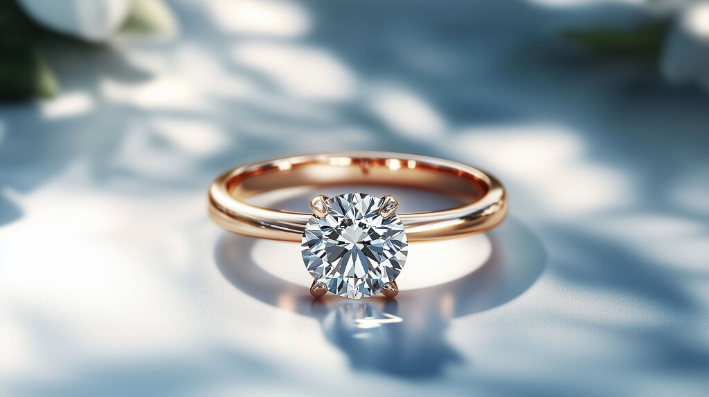 Diamantring in Solitaire-Fassung auf weißem Hintergrund