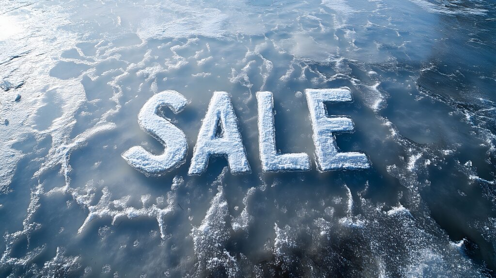 SALE Schriftzug auf vereistem Winterboden
