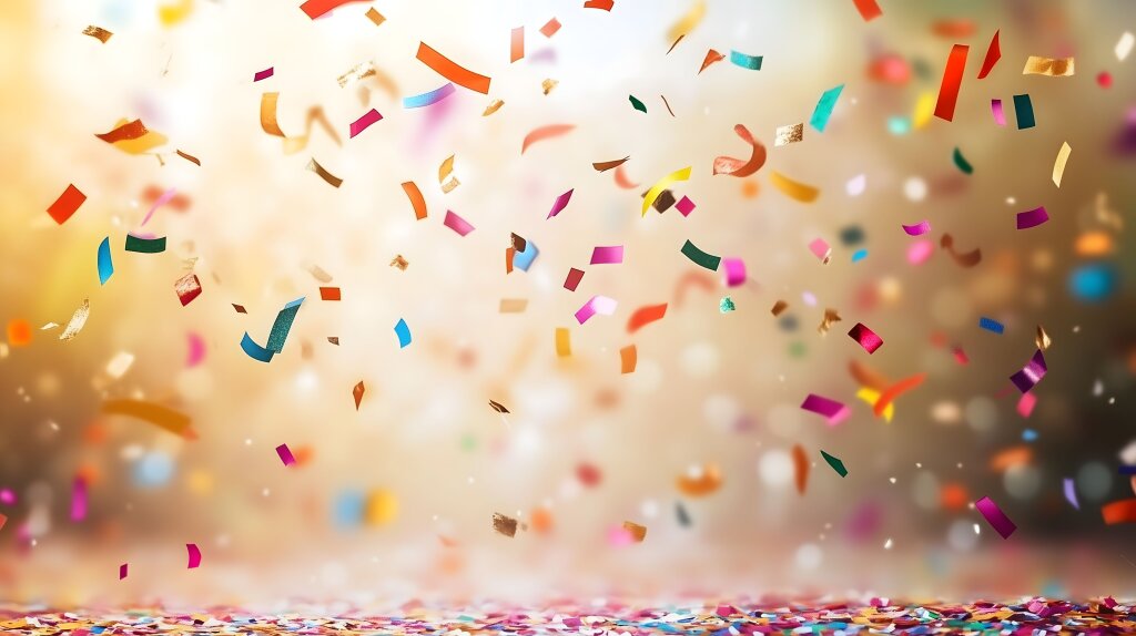 Partyfeeling mit buntem Konfetti in der Luft