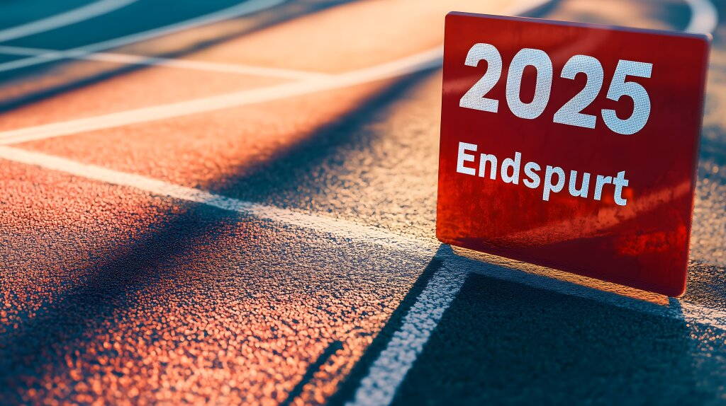 Jahr 2025 Endspurt auf der Laufbahn bei Sonnenlicht