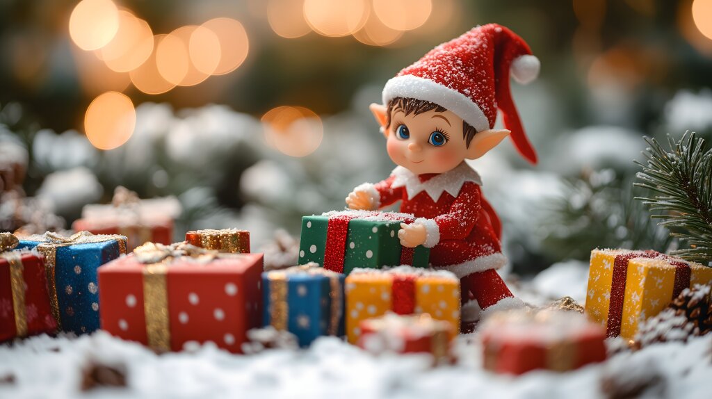 Weihnachtself mit Geschenken