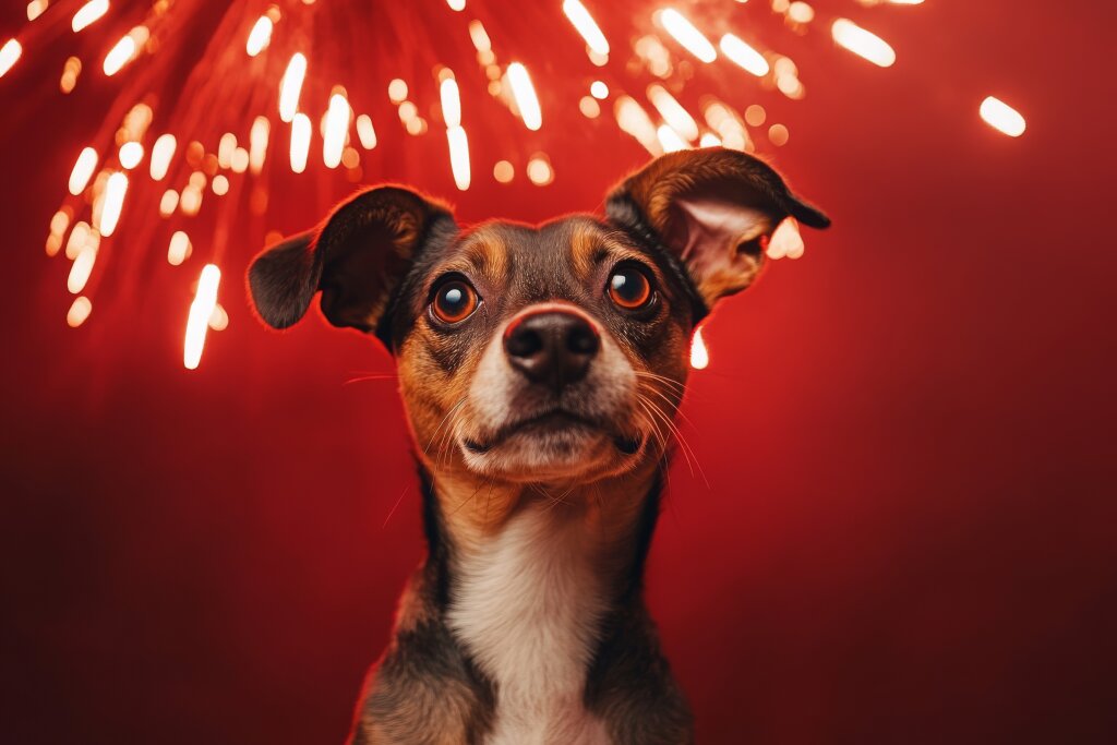 Hund hat Angst vor Feuerwerk