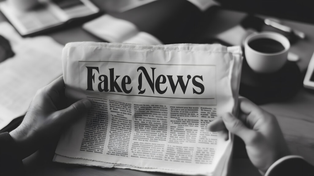 Zeitung mit Überschrift “Fake News”