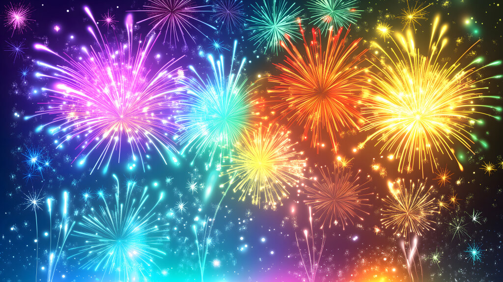 Feuerwerk mit bunten Lichtern am Nachthimmel
