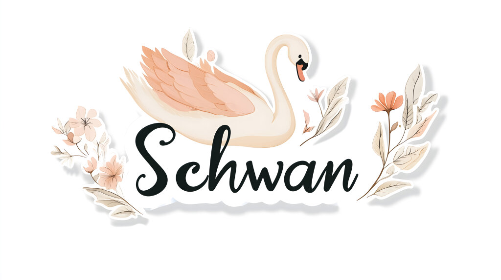 Schwan mit Schriftzug und zarten Blumen