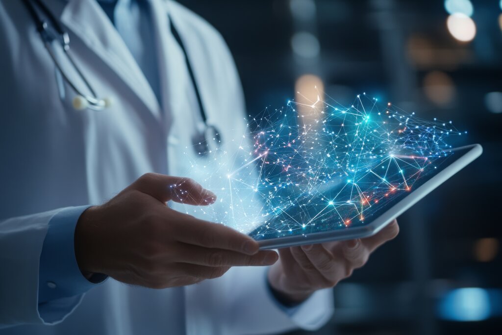 Arzt mit Tablet - digitale Patientenakte